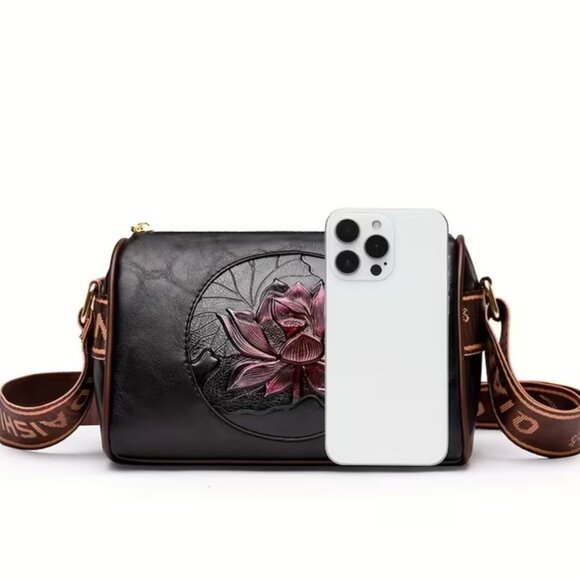 NWOT Vintage Square Floral Crossbody Bag Fashion Floral Pattern Purse - Picture 2 of 4